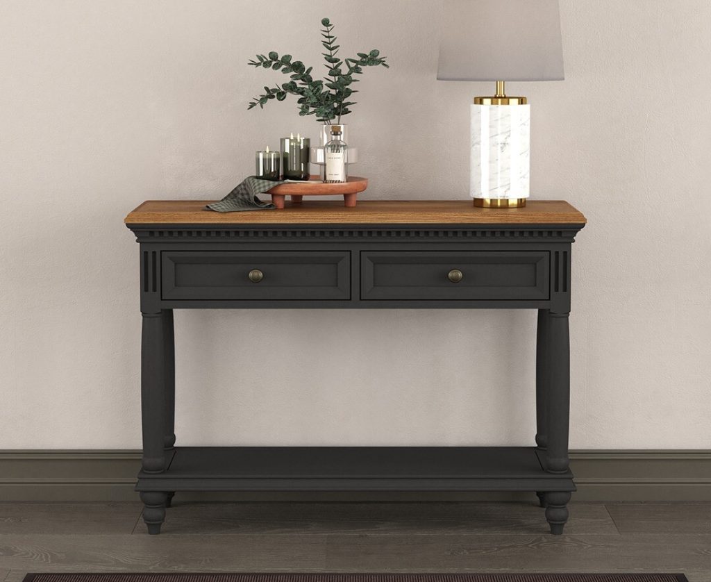 Francis Oak and Charcoal Grey Painted Console Table