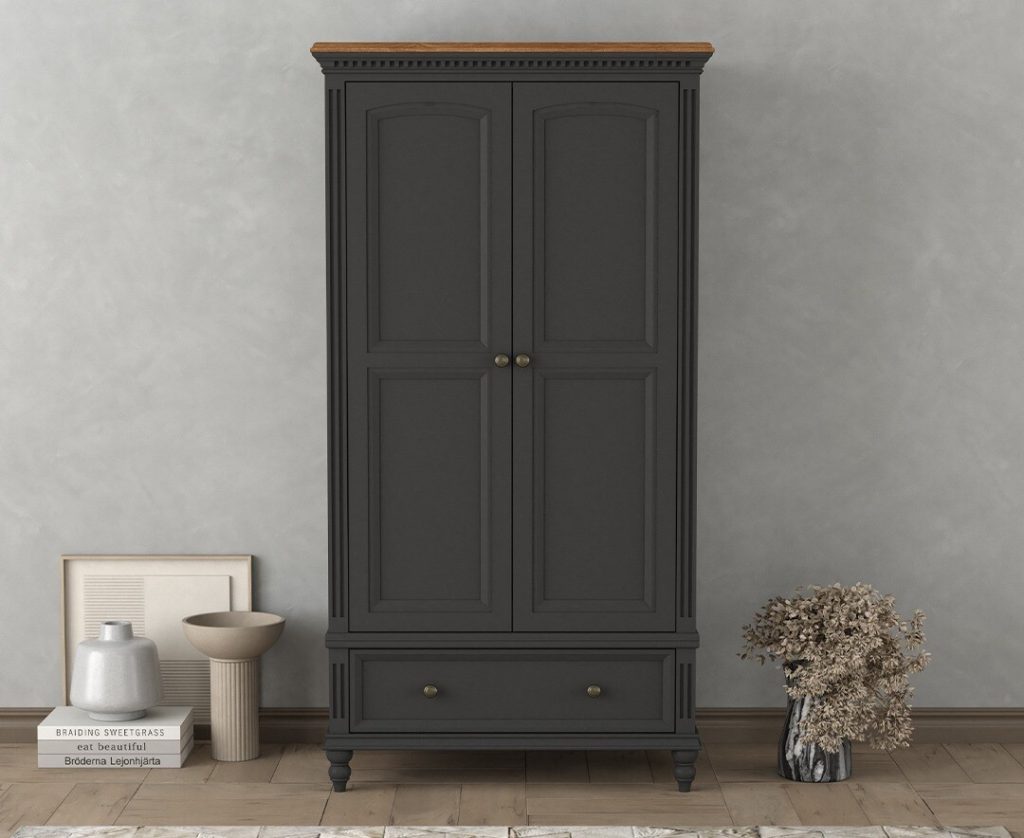 Francis Oak and Charcoal Grey Painted Double Wardrobe