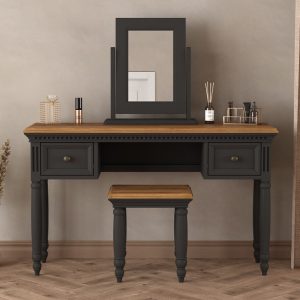 Francis Oak and Charcoal Grey Painted Dressing Table Set | Bed Sava