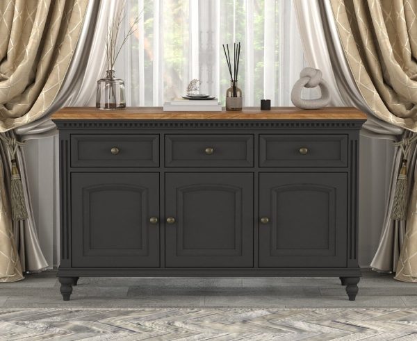 Francis Oak and Charcoal Grey Painted Large Sideboard | Bed Sava