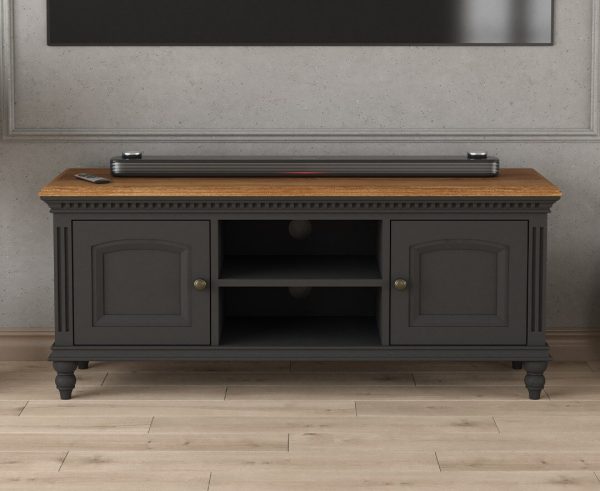 Francis Oak and Charcoal Grey Painted Large TV Cabinet | Bed Sava