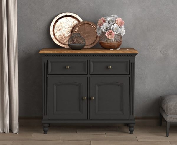 Francis Oak and Charcoal Grey Painted Small Sideboard | Bed Sava