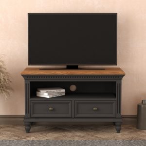 Francis Oak and Charcoal Grey Painted Small TV Cabinet | Bed Sava