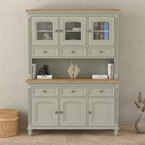 Francis Oak and Soft Green Painted Large Dresser | Bed Sava