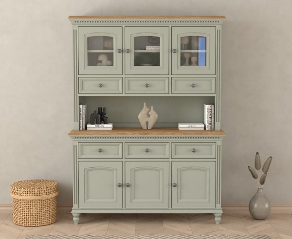 Francis Oak and Soft Green Painted Large Dresser | Bed Sava