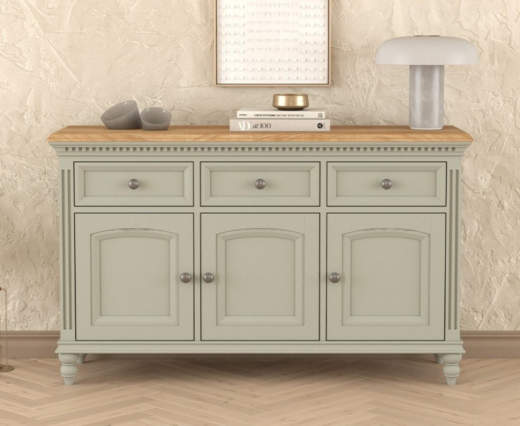 Francis Oak and Soft Green Painted Large Sideboard