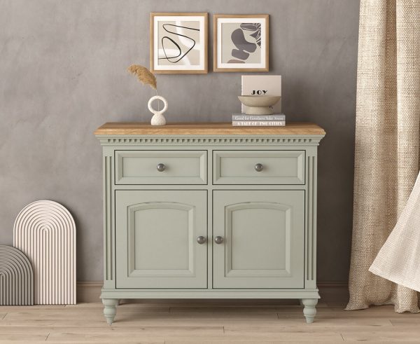 Francis Oak and Soft Green Painted Small Sideboard | Bed Sava
