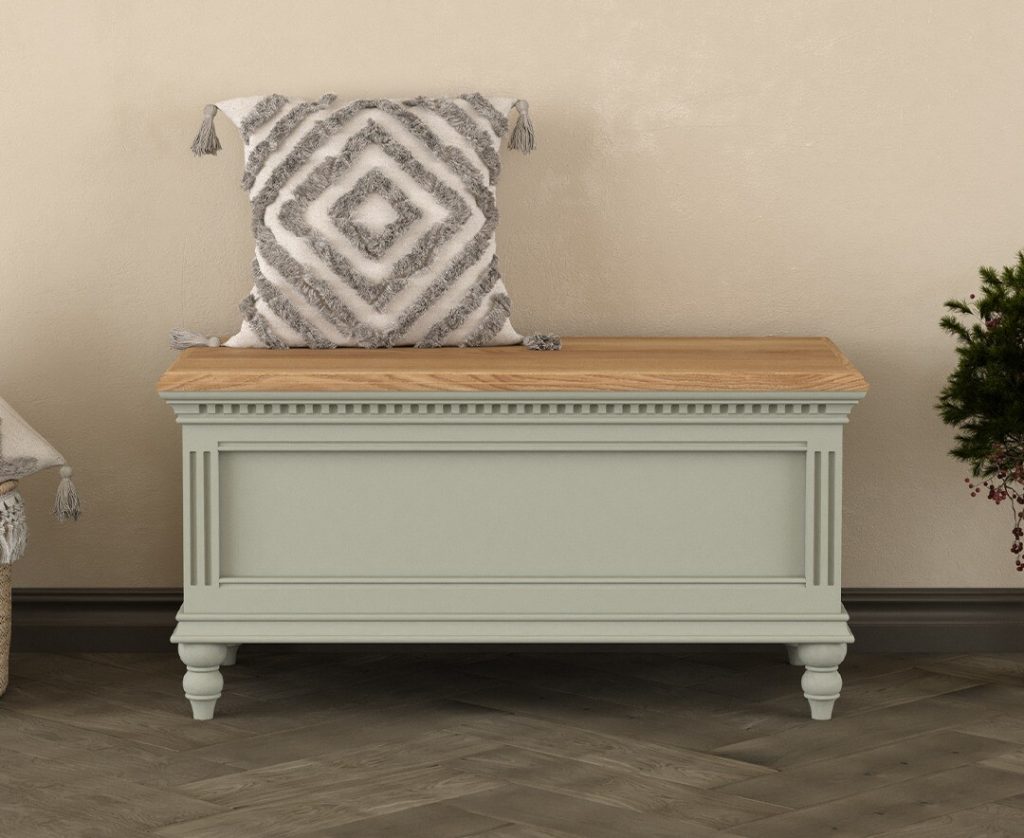 Francis Oak and Soft Green Painted Blanket Box