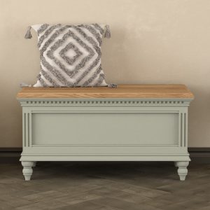 Francis Oak and Soft Green Painted Blanket Box | Bed Sava
