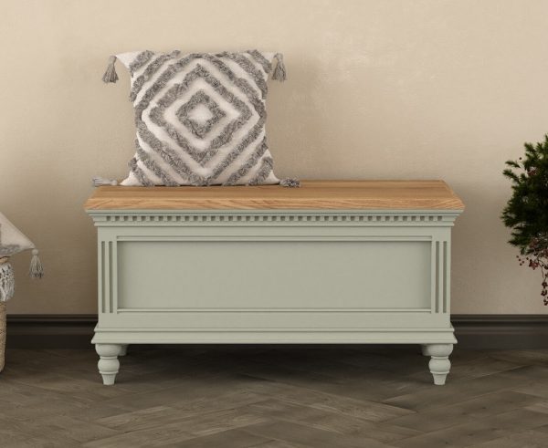Francis Oak and Soft Green Painted Blanket Box | Bed Sava