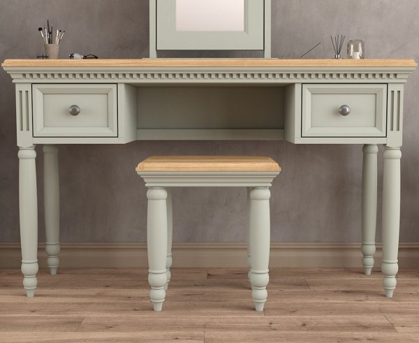 Francis Oak and Soft Green Painted Dressing Table Stool | Bed Sava