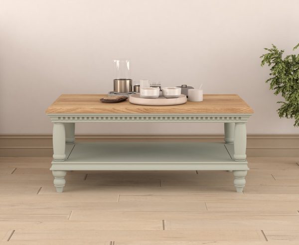Francis Oak and Soft Green Painted Petite Coffee Table | Bed Sava