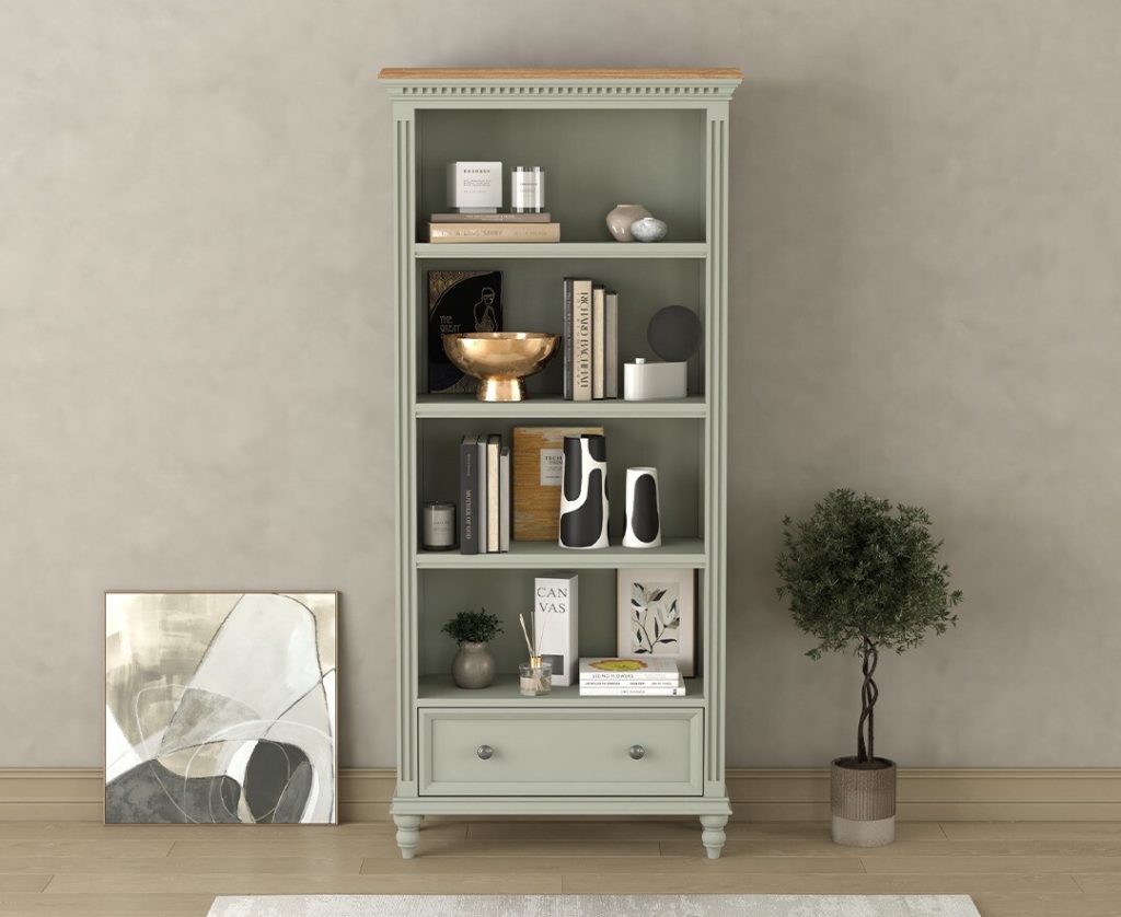 Francis Oak and Soft Green Painted Tall Bookcase
