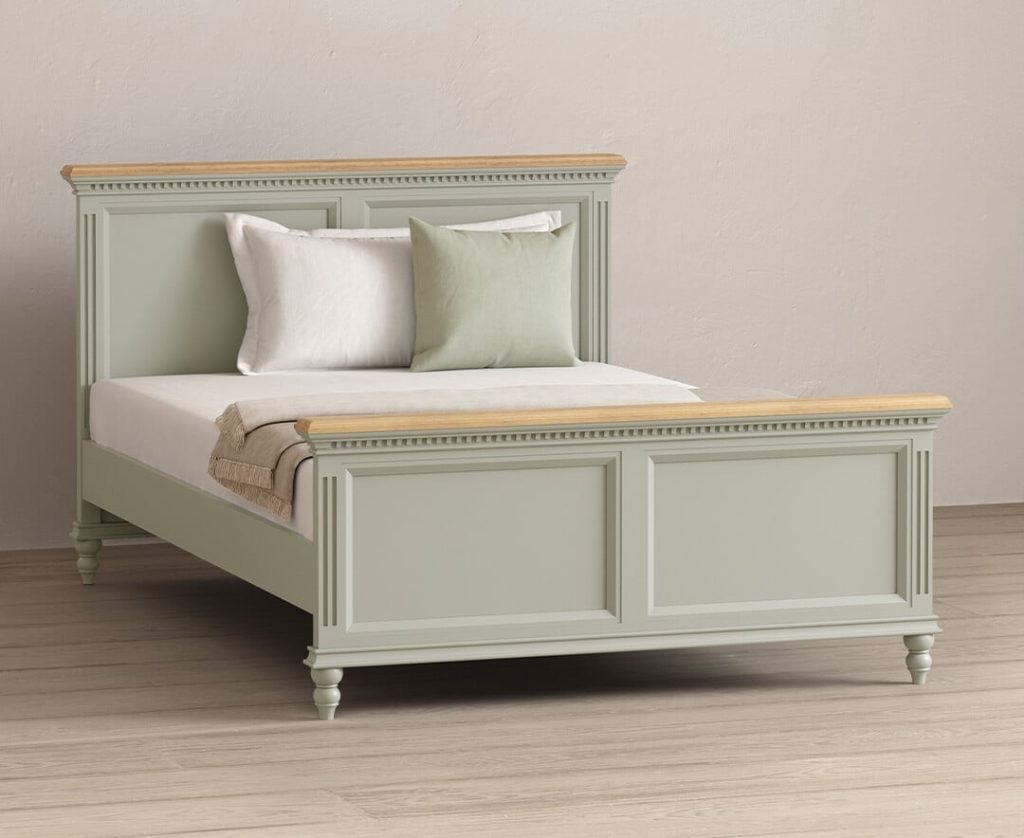 Francis Oak and Soft Green Painted Double Bed