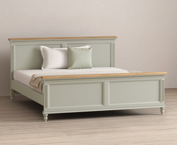 Francis Oak and Soft Green Painted Super King Bed | Bed Sava