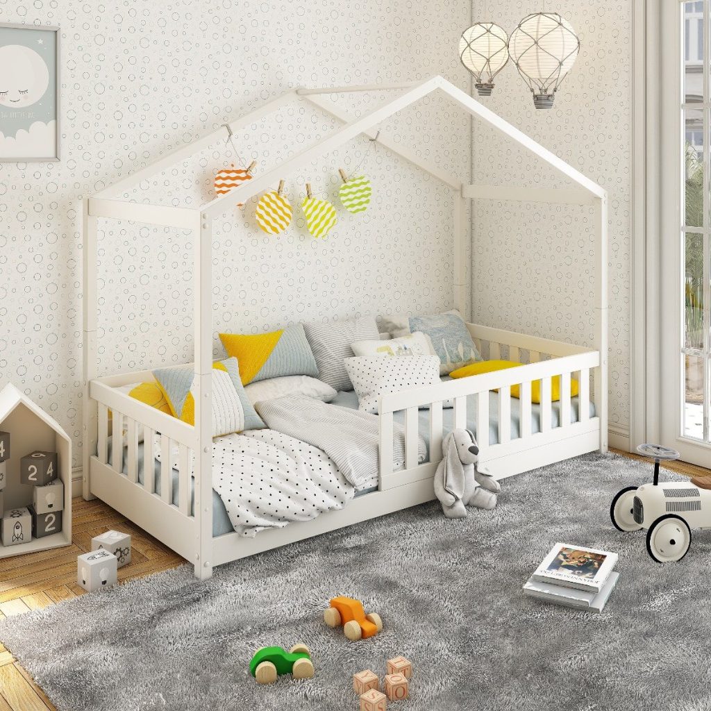 Noomi Froya Solid Wood Grow-with-Me House Bed White (FSC-Certified)