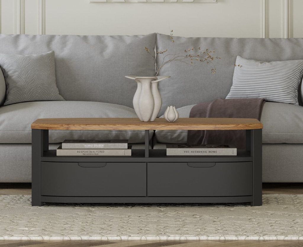Bradwell Oak and Charcoal Painted 4 Drawer Coffee Table