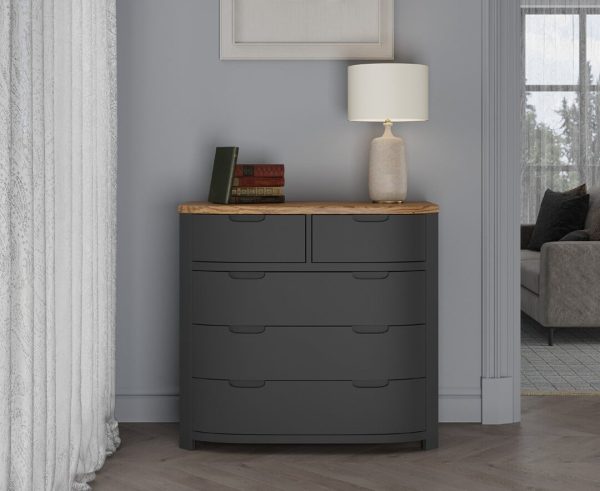 Bradwell Oak and Charcoal Painted 2 Over 3 Chest of Drawers | Bed Sava