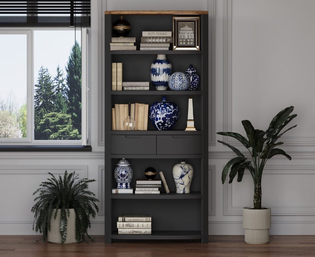Bradwell Oak and Charcoal Painted Tall Bookcase
