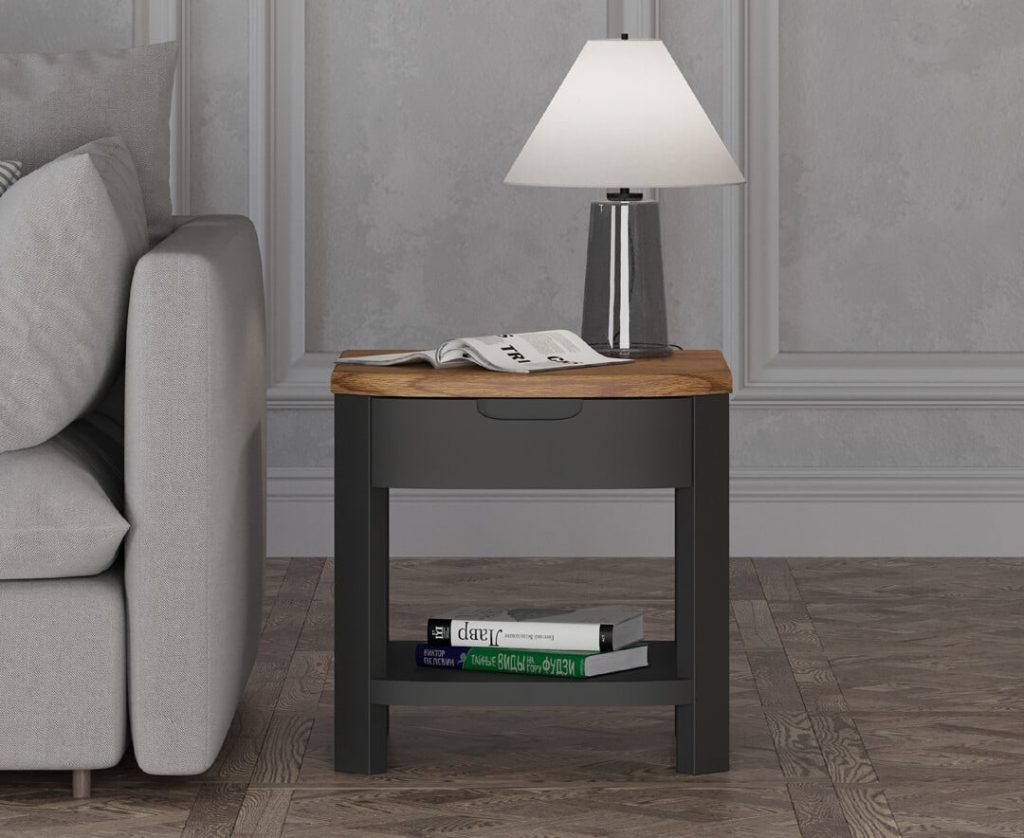 Bradwell Oak and Charcoal Painted 1 Drawer Lamp Table