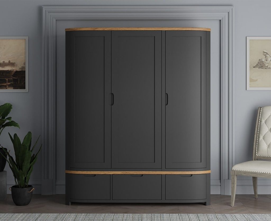 Bradwell Oak and Charcoal Painted Triple Wardrobe
