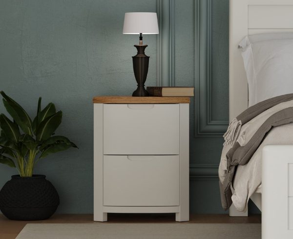 Bradwell Oak and Signal White Painted 2 Drawer Bedside Chest | Bed Sava