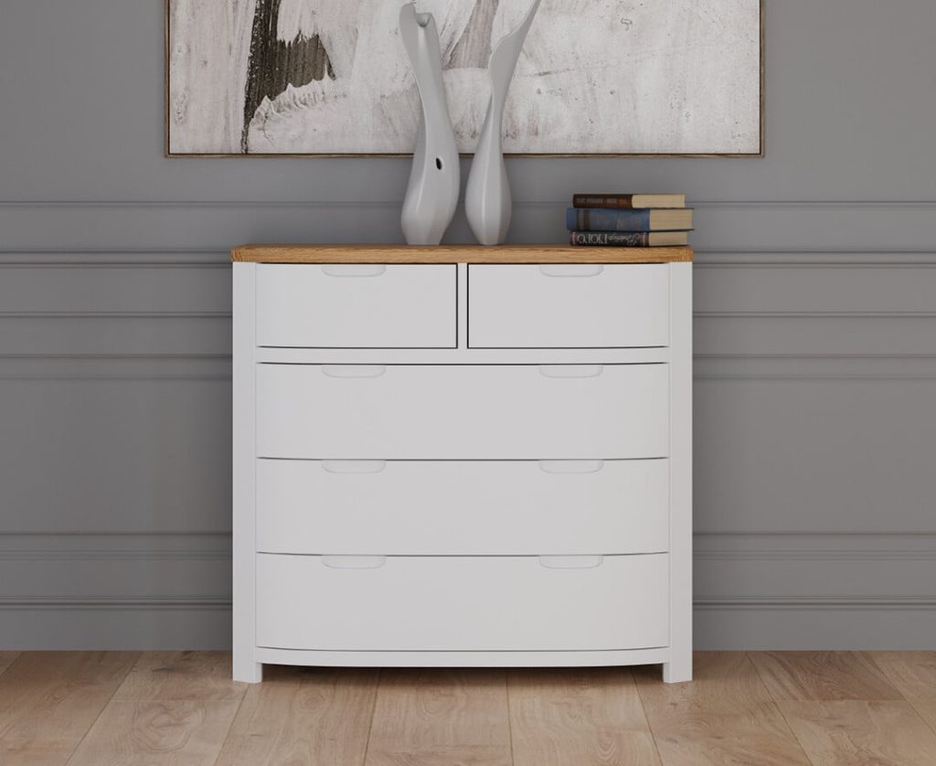 Bradwell Oak and Signal White Painted 2 Over 3 Chest of Drawers