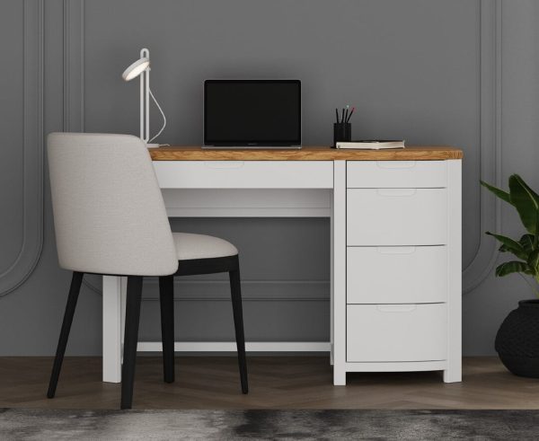 Bradwell Oak and Signal White Painted Computer Desk | Bed Sava