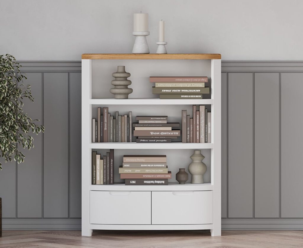 Bradwell Oak and Signal White Painted Small Bookcase