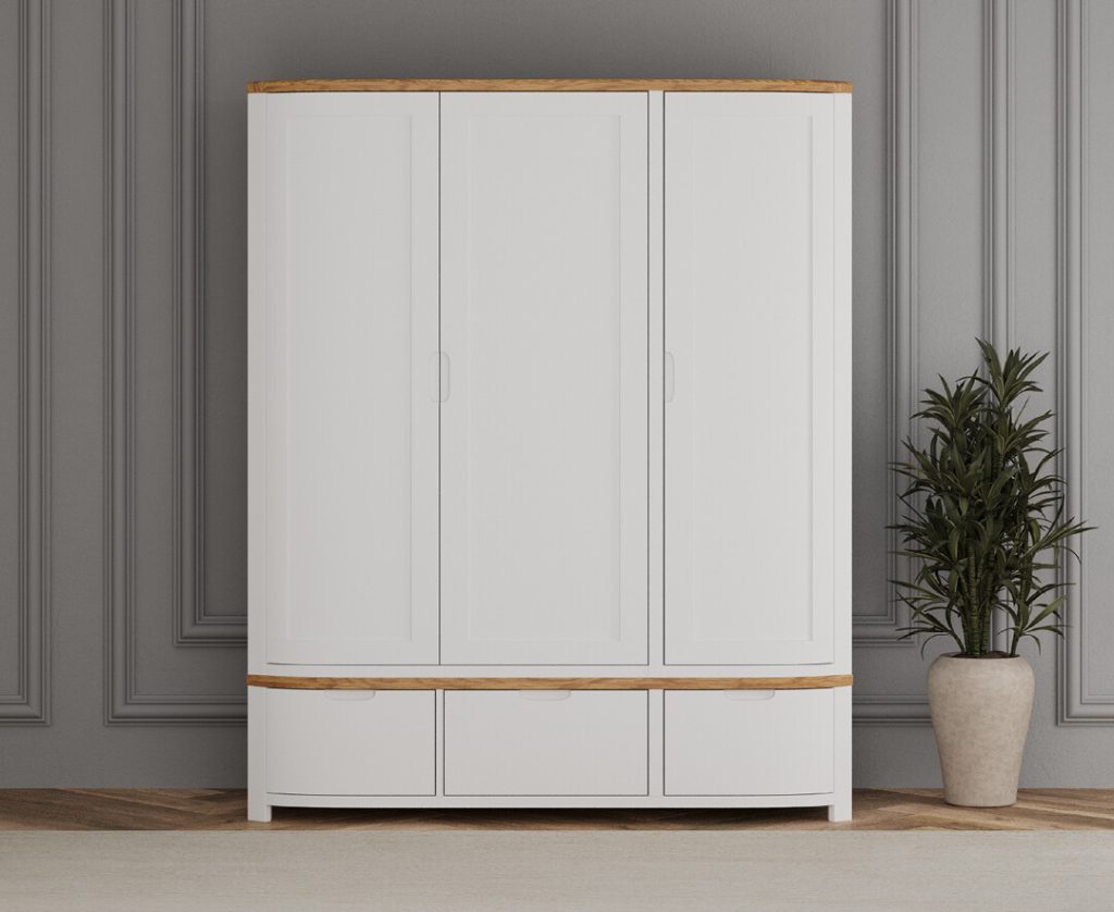 Bradwell Oak and Signal White Painted Triple Wardrobe