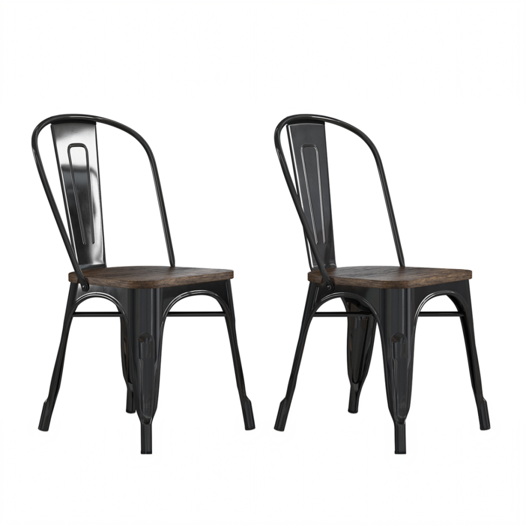 Dorel Fusion Metal Dining Chair (Set of 2)-Black