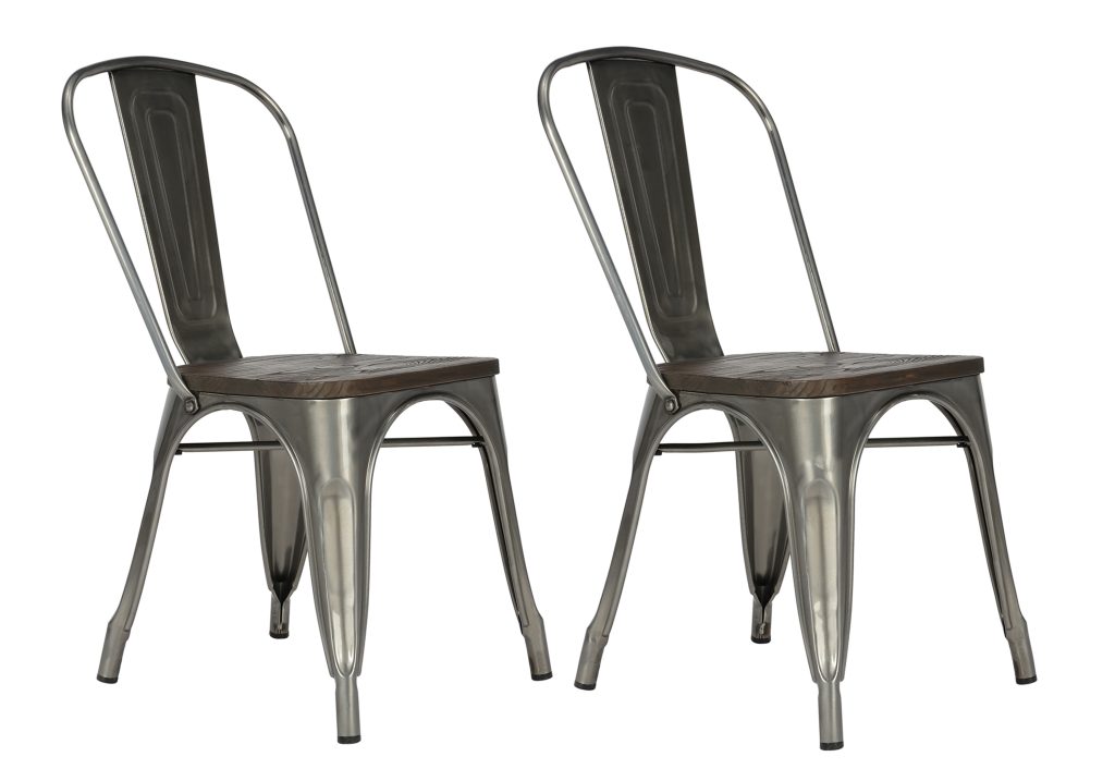 Dorel Fusion Metal Dining Chair (Set of 2)-Gun Metal