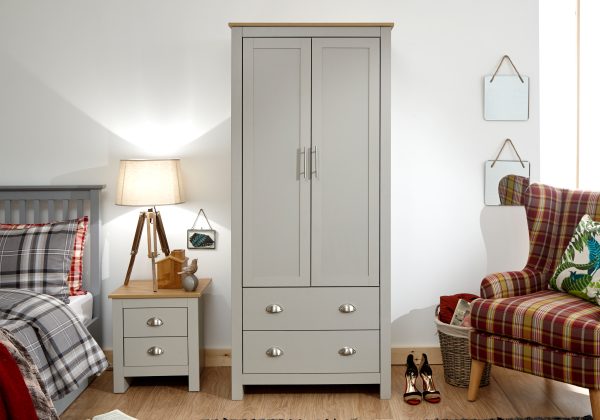 GFW Lancaster 2 Door 2 Drawer Wardrobe Grey | Bed Sava