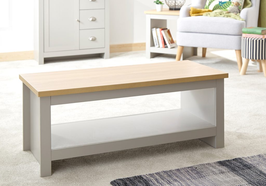GFW Lancaster Coffee Table With Shelf -Grey