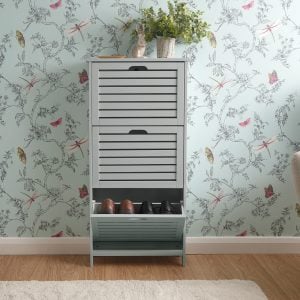 GFW Bergen Three Tier Shoe Cabinet  Grey | Bed Sava