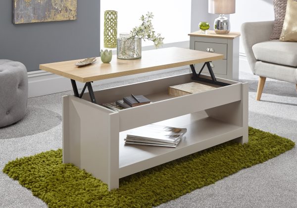 GFW Lancaster Lift Up Coffee Table Grey | Bed Sava