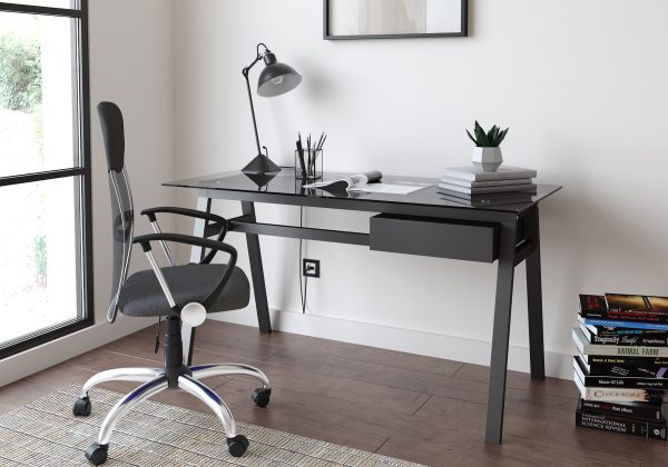 Alphason Richmond Glass Desk Grey | Bed Sava