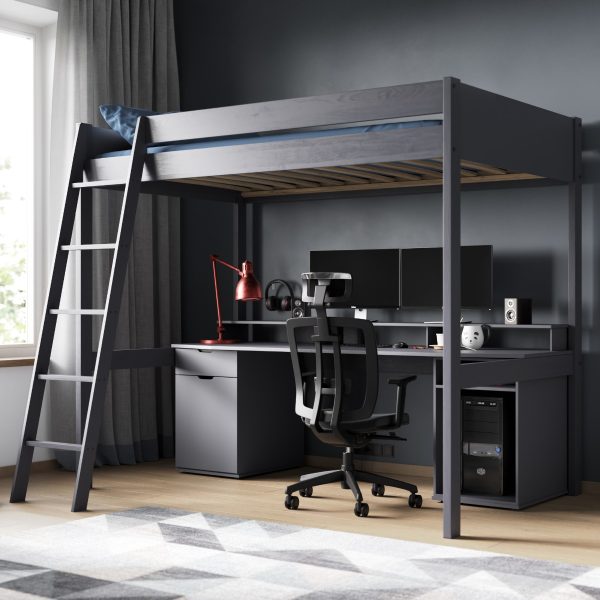 Noomi Tera Solid Wood Small Double Gaming High Sleeper Grey FSC Certified | Bed Sava