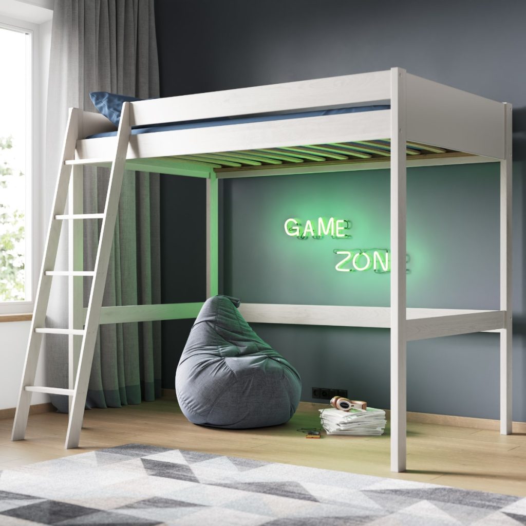 Noomi Tera Solid Wood Small Double High Sleeper White (FSC-Certified)