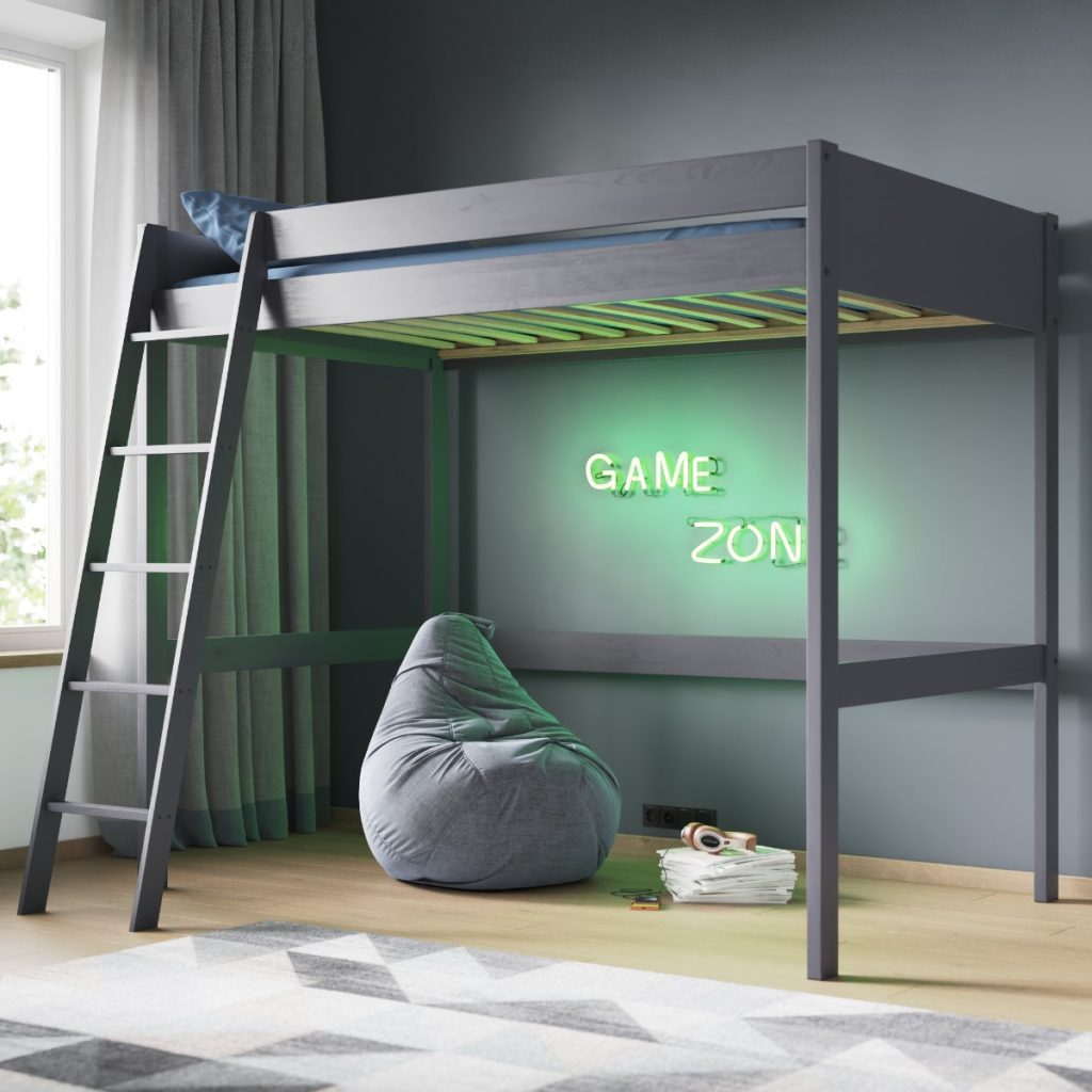 Noomi Tera Solid Wood Small Double High Sleeper Grey (FSC-Certified)