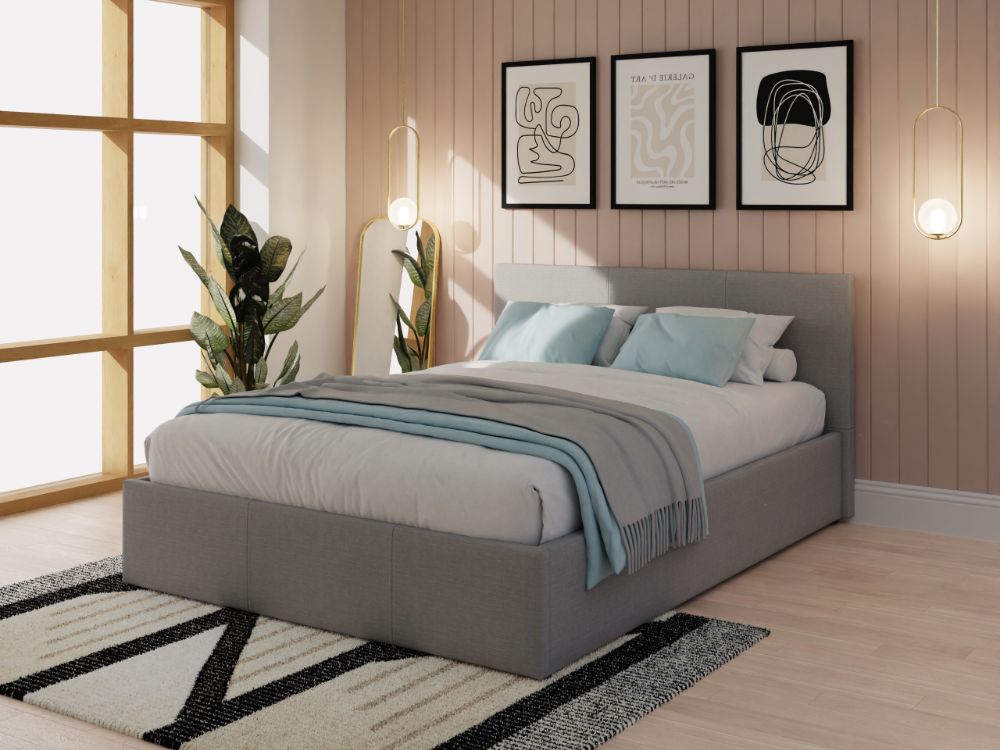 GFW End Lift Ottoman Bed-Kingsize-Grey Fabric