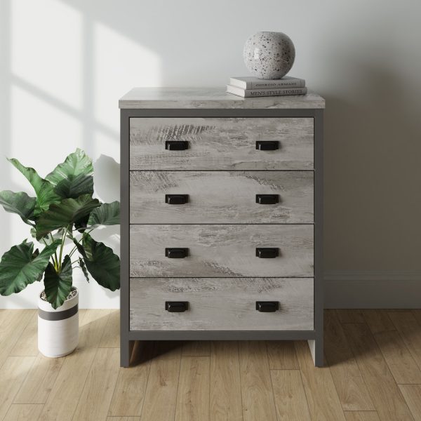 GFW Boston 4 Drawer Chest of Drawers Grey | Bed Sava