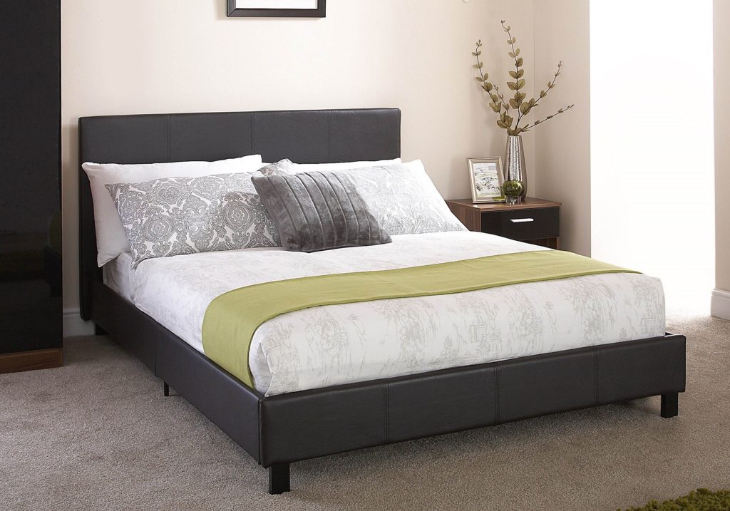 GFW Faux Leather Bed In A Box-Black -Double