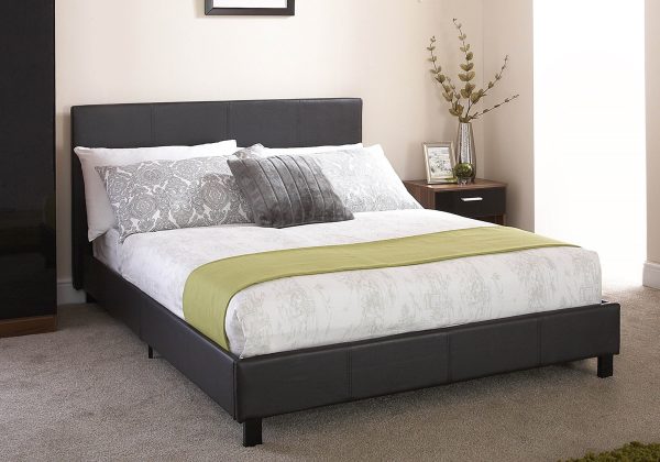 GFW Faux Leather Bed In A Box Black  Double | Bed Sava