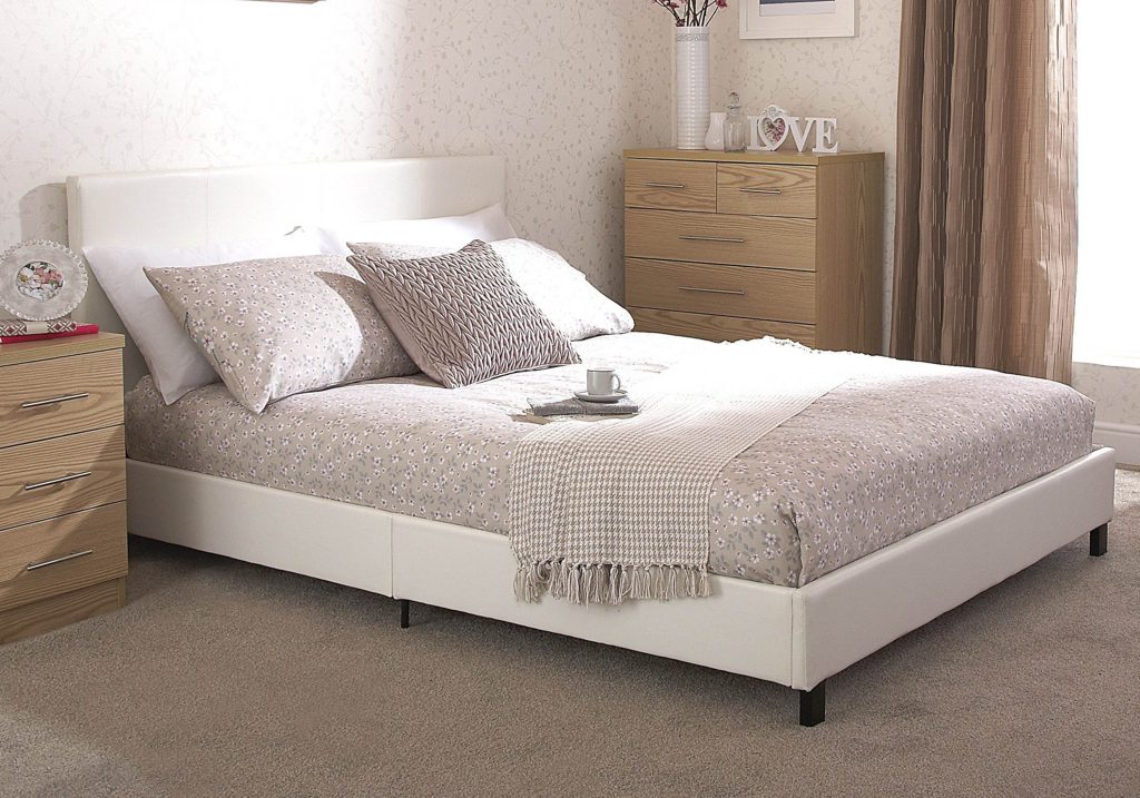 GFW Faux Leather Bed In A Box-White-Small Double