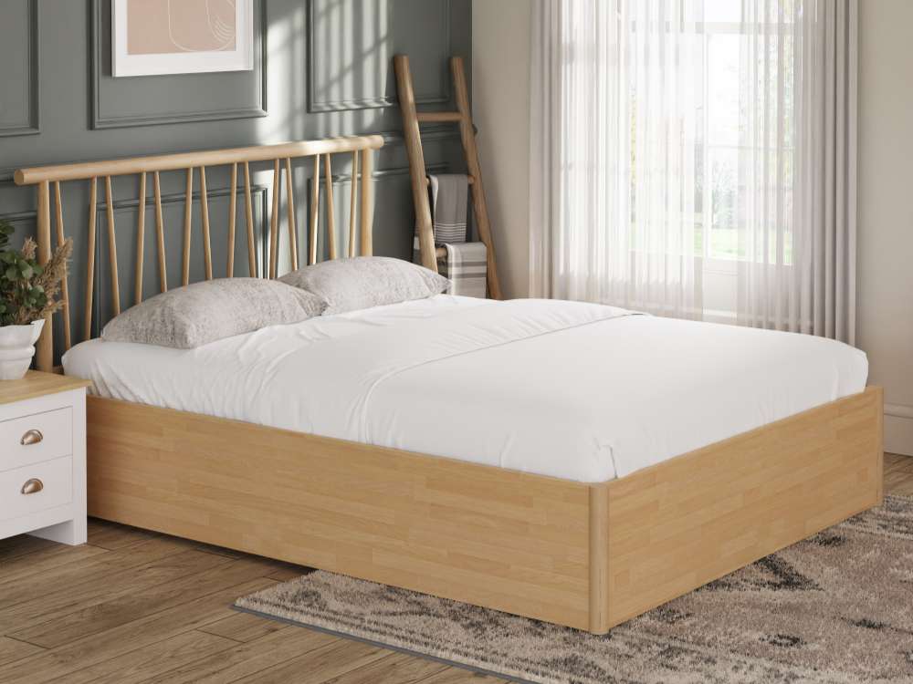 GFW Fusum Spindle Ottoman Bed Oak-Double