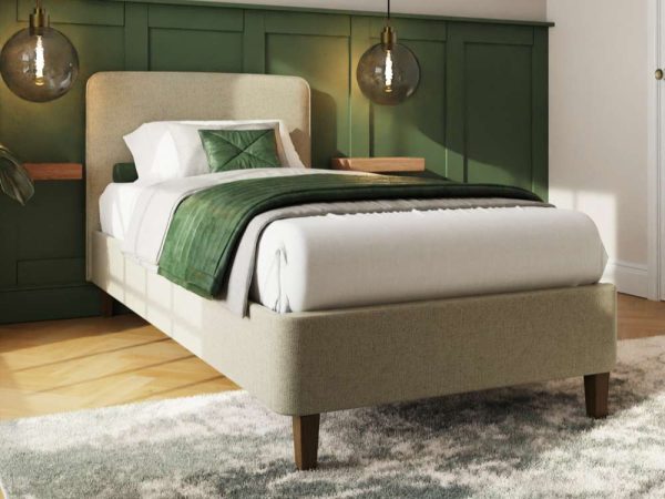 GFW Addison Bed Frame Beige Single | Bed Sava