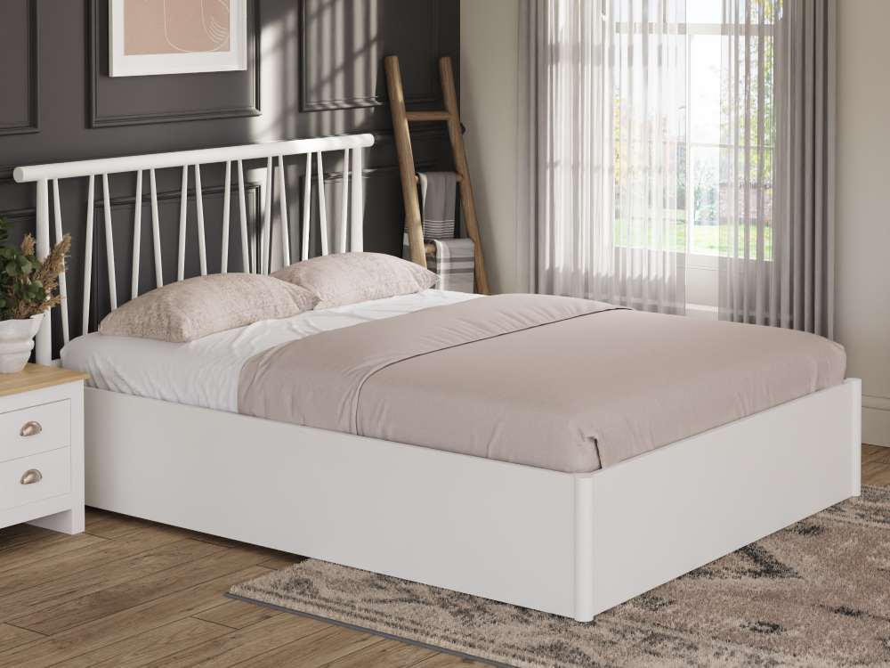 GFW Fusum Spindle Ottoman Bed White-Kingsize