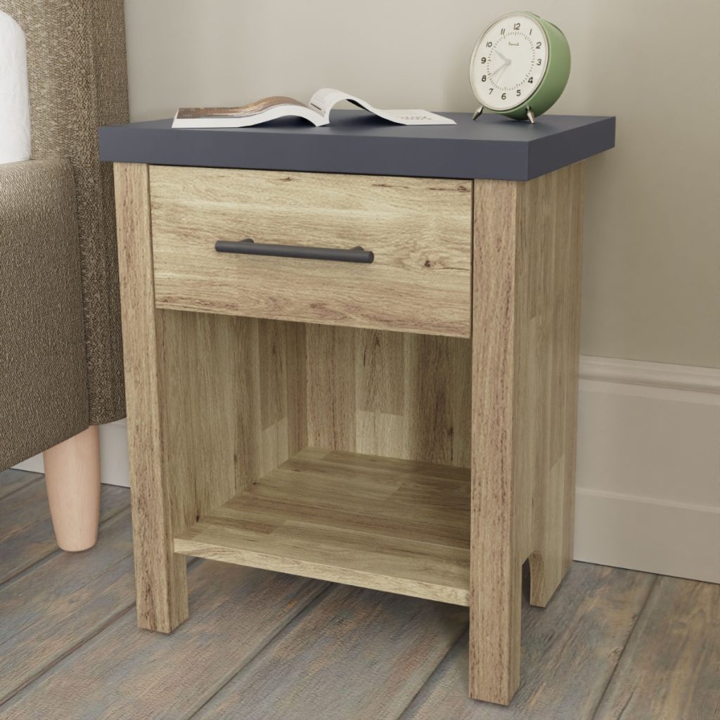 GFW Cascina 1 Drawer Bedside Table - Euro Oak