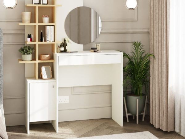GFW Freyja Dressing Table White and Oak | Bed Sava